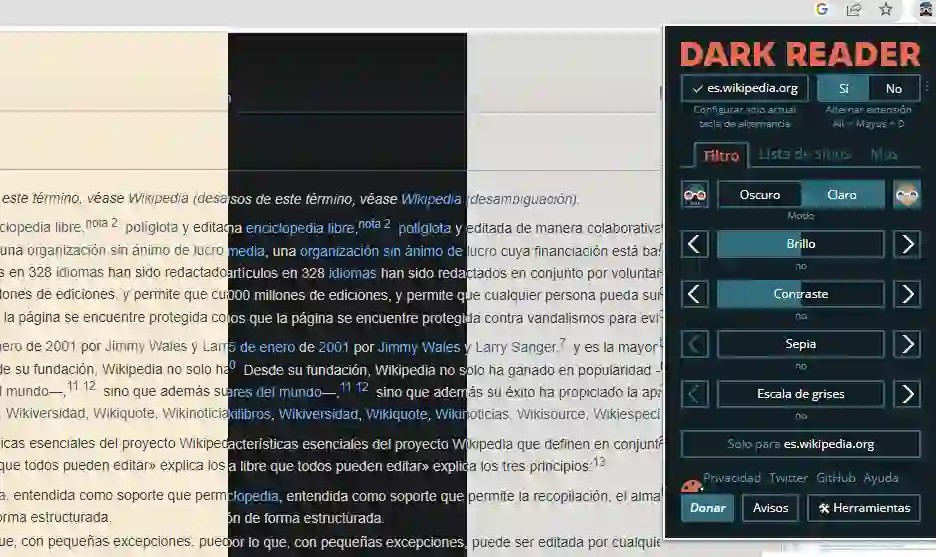 Dark Reader, Extensión para la vista Google Chrome, Extensión para los ojos  Chrome, Extensión modo oscuro 